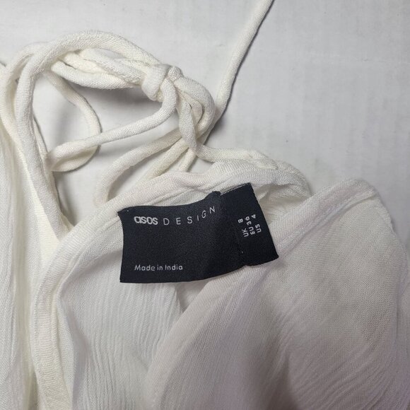 ASOS Design White Sleeveless Lightweight Elastic Waist Coverup Romper Size M - Picture 8 of 10